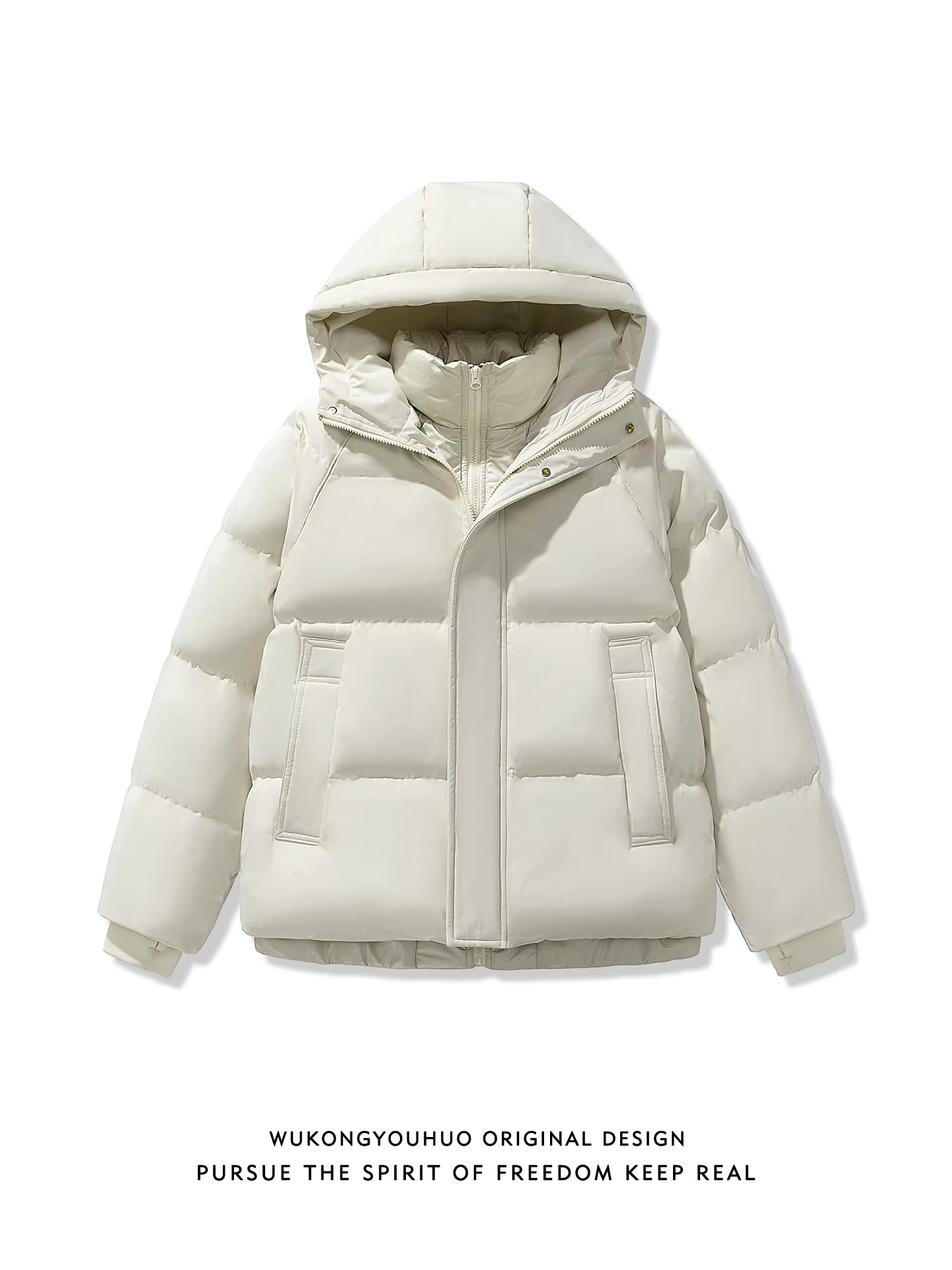 Wukong có sẵn áo khoác cotton dày có mũ trùm đầu, kiểu dáng hai lớp giả cổ điển dành cho nam, phong cách cặp đôi cổ điển, rộng rãi và ấm áp.