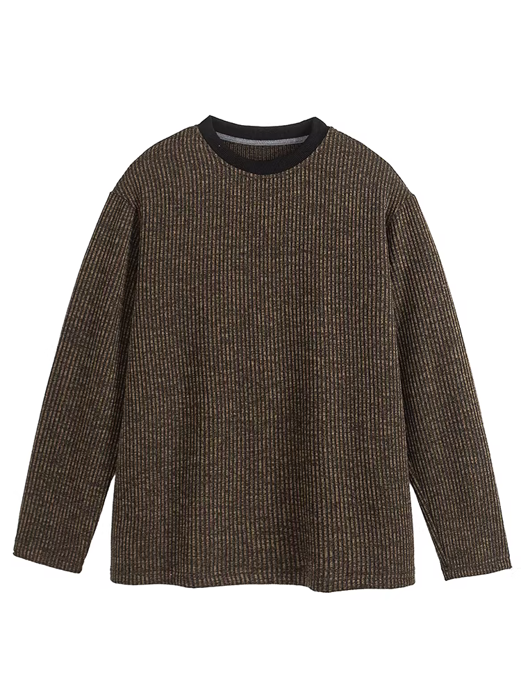 Wukong có sẵn áo thun dài tay nam kiểu cổ điển, sọc dập nổi, phong cách retro, đơn giản, rộng rãi, thoải mái, thích hợp cho mùa thu.