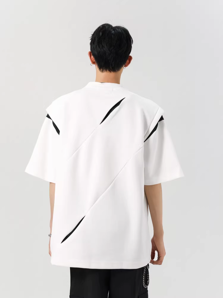 Wukong có sẵn áo thun ngắn tay có đệm vai kiểu Mỹ, kiểu dáng ghép mảnh, dành cho nam, thiết kế thời thượng mùa hè, phong cách đường phố, cá tính.