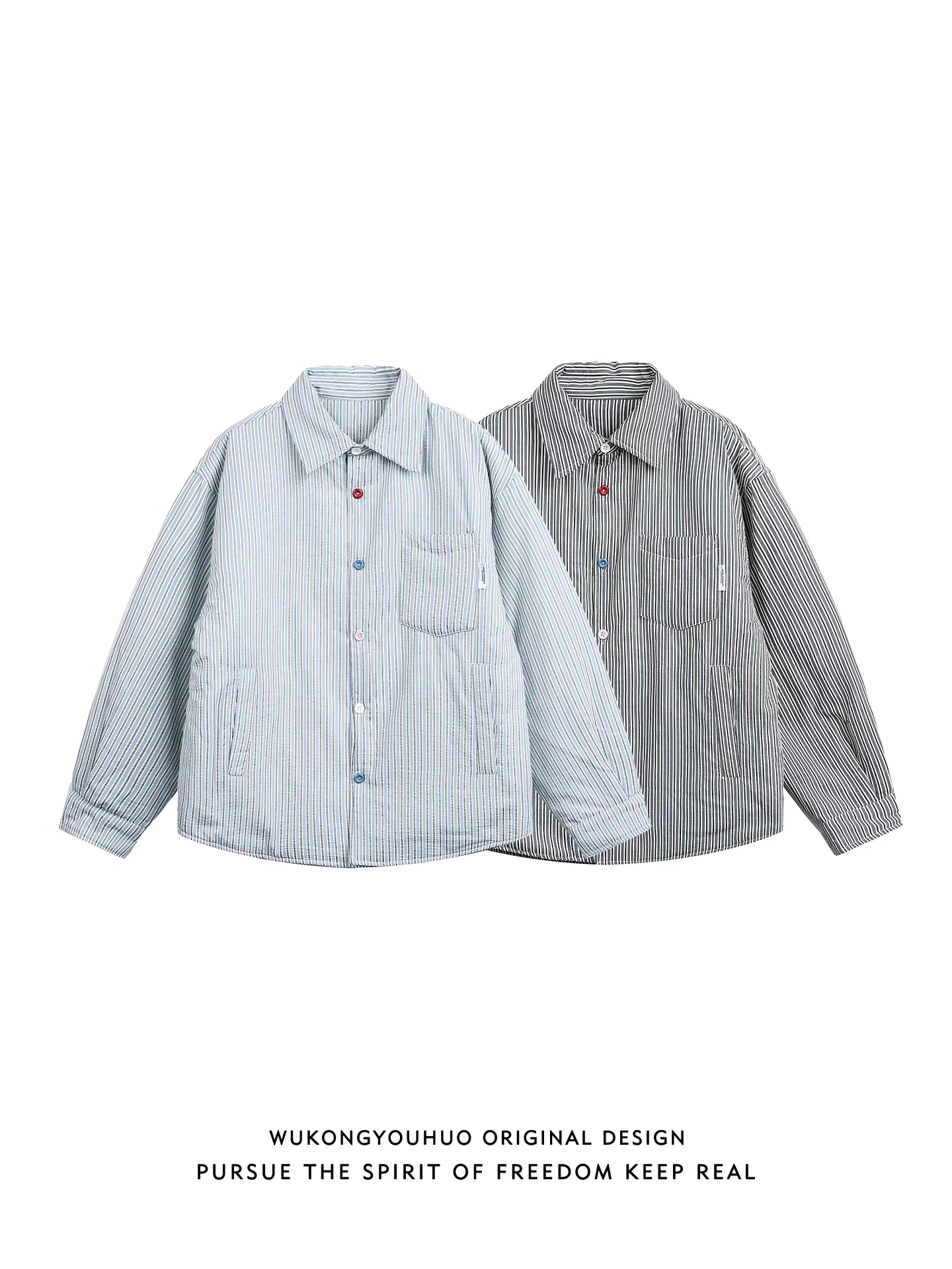 Wukong có sẵn áo khoác cotton kẻ sọc dọc cổ điển dành cho nam, áo khoác cotton mùa đông ấm áp thời trang dành cho cặp đôi.