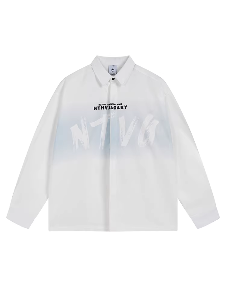 Wukong có sẵn áo sơ mi dài tay in chữ gradient theo phong cách Mỹ thời thượng dành cho nam và nữ, áo sơ mi thường ngày rộng rãi và đa năng cho mùa thu.