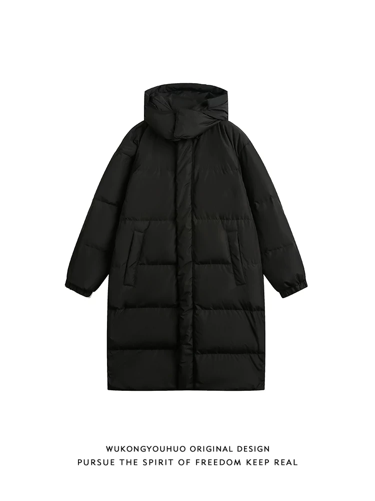 Wukong có sẵn áo khoác phao nam kiểu Mỹ mùa đông, dài trung bình, có mũ trùm đầu có thể tháo rời, kiểu cổ điển, dày dặn, ấm áp, 90% lông vũ trắng.