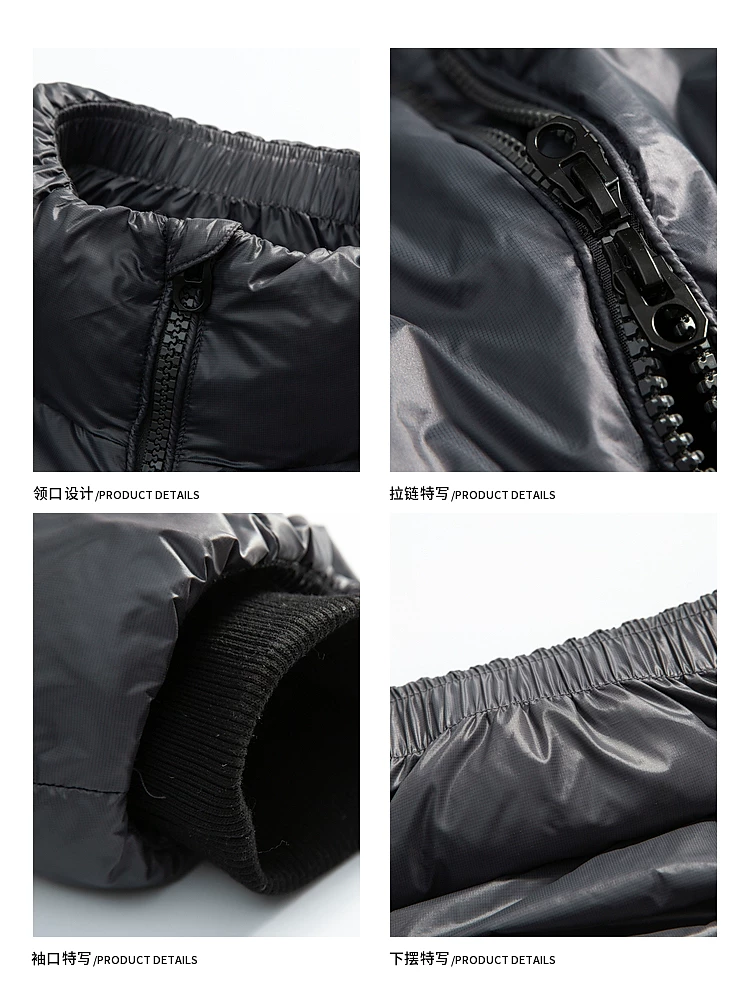 Wukong có sẵn áo khoác phao ngắn cổ đứng mùa đông, chống thấm 90%, lông vũ trắng, dành cho nam, kiểu dáng Mỹ, ấm áp và đa năng.