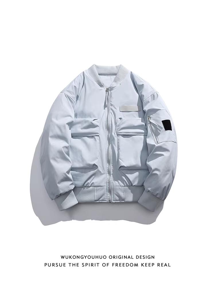 Wukong có sẵn áo khoác dày mùa đông kiểu phi công cổ điển Mỹ dành cho nam, thương hiệu thời thượng, dáng rộng, áo khoác cotton đa năng ấm áp dành cho cặp đôi.