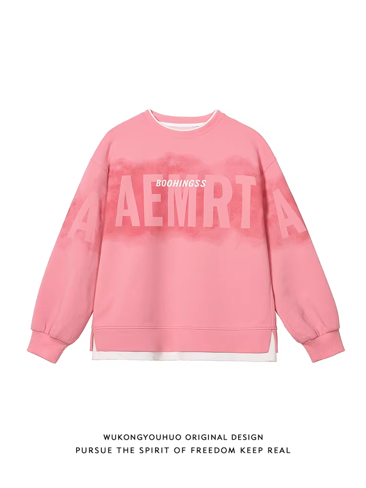 Wukong có sẵn áo thun cổ tròn in chữ phong cách hip-hop Âu Mỹ dành cho nam, thương hiệu thời thượng, dáng rộng, áo thun cặp đôi mặc thường ngày.