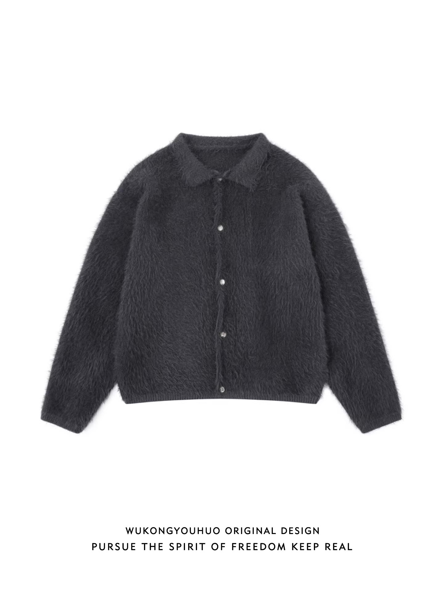 Wukong có sẵn áo len cardigan cao cấp chất liệu mohair cổ điển, màu trơn, dành cho nam, thương hiệu thời thượng, kiểu dáng cặp đôi, chất liệu dệt kim ngắn, rộng rãi.