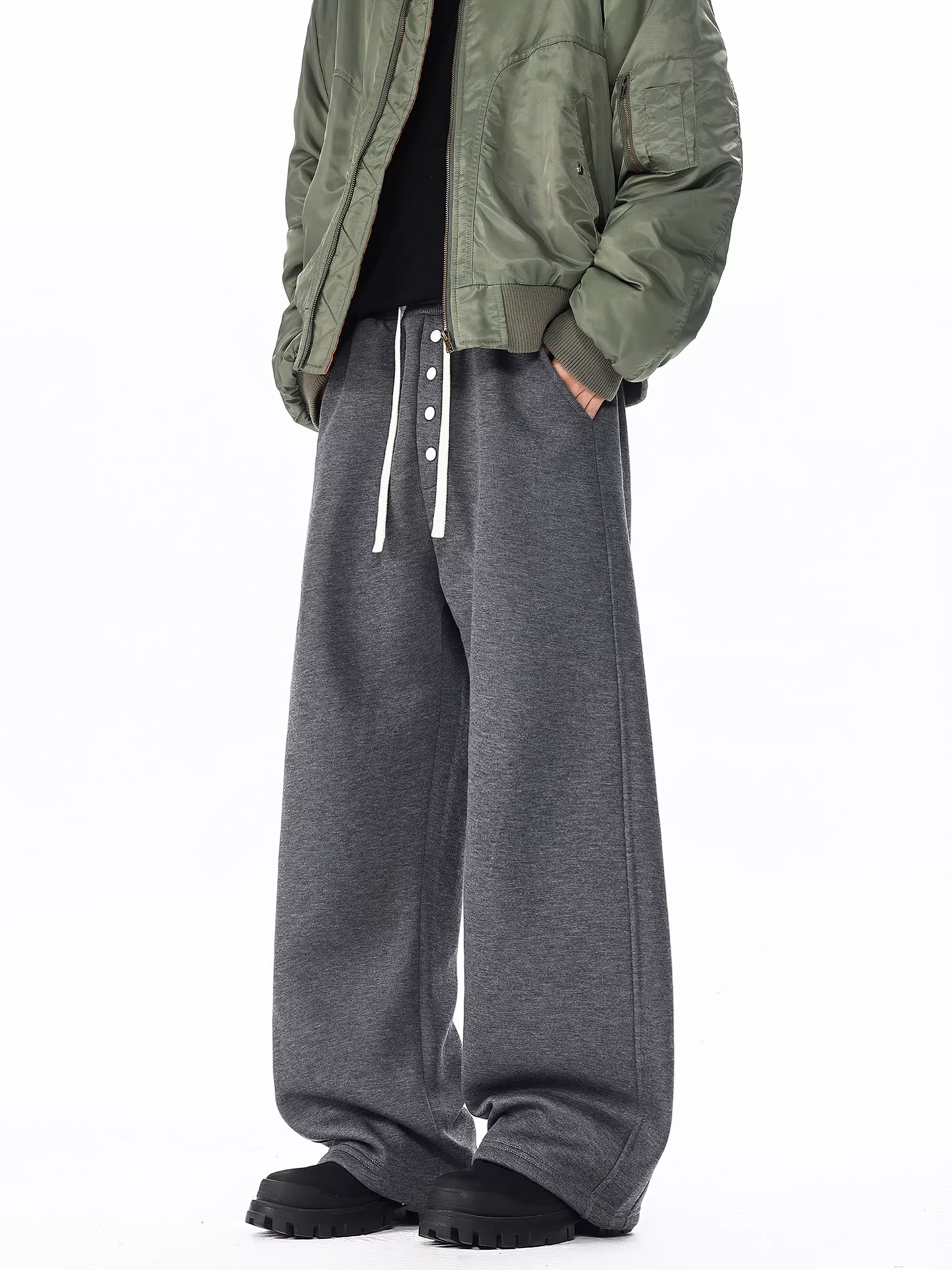 Wukong có sẵn quần thể thao dày dặn, lót lông, kiểu retro thời thượng dành cho nam và nữ, quần dài mùa đông rộng rãi, ấm áp, phong cách thường ngày dành cho cặp đôi.