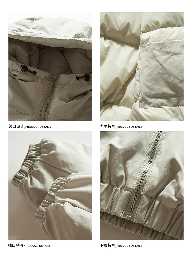 Wukong có sẵn áo khoác phao có mũ trùm đầu kiểu retro thời thượng mùa đông, 90% lông vũ trắng, dành cho nam, dáng rộng, chống lạnh, ấm áp, đa năng.