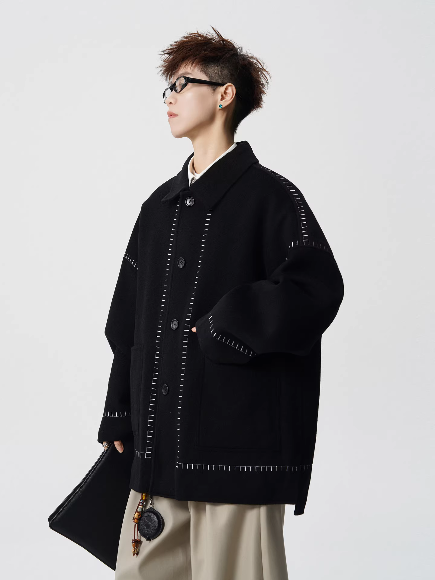 Wukong có sẵn áo khoác len cổ điển may tay thời thượng dành cho nam, áo khoác mùa đông rộng rãi đa năng, dày dặn và ấm áp.