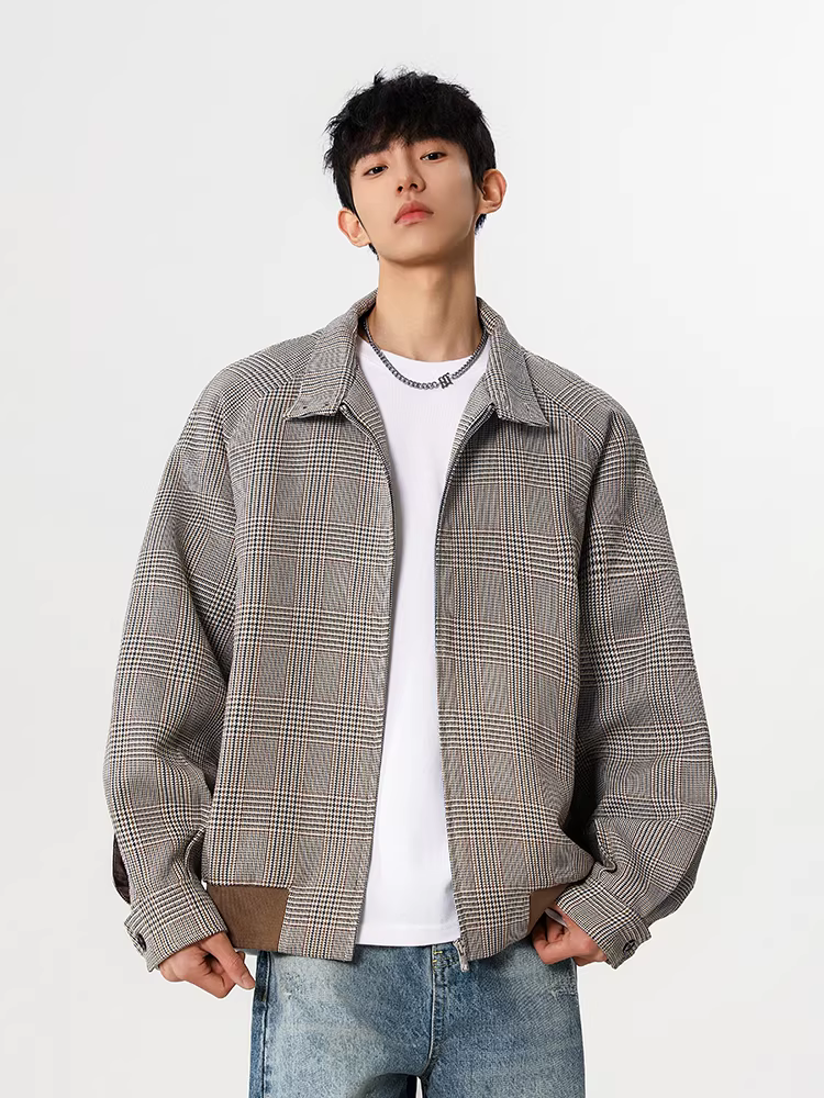 Wukong có sẵn áo khoác Harrington cổ điển màu nâu kẻ ô vuông dành cho nam, kiểu dáng rộng rãi, thích hợp cho mùa xuân và mùa thu, áo khoác thường ngày đa năng dành cho các cặp đôi.