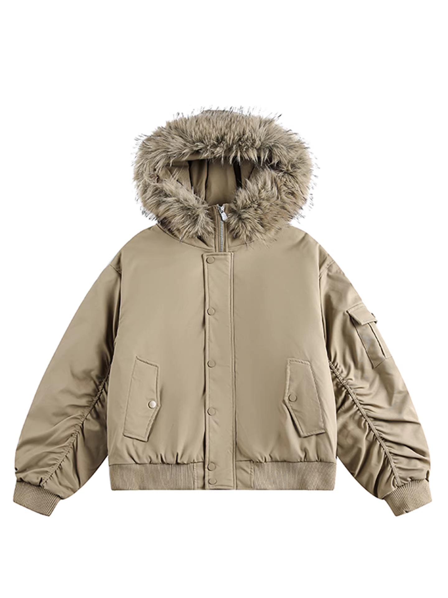 Wukong có sẵn áo khoác cotton có mũ trùm đầu và cổ lông mùa đông năm 2025 dành cho nam và nữ, áo khoác parka cotton ấm áp và dày, kiểu áo khoác phi công.