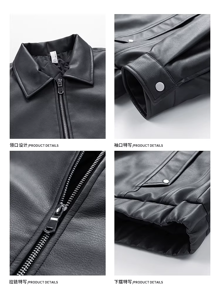 Áo khoác da PU lót bông chống gió thời trang mùa đông của Ngộ Không có sẵn cho nam và nữ, áo khoác cotton kiểu retro dành cho cặp đôi đi xe máy.