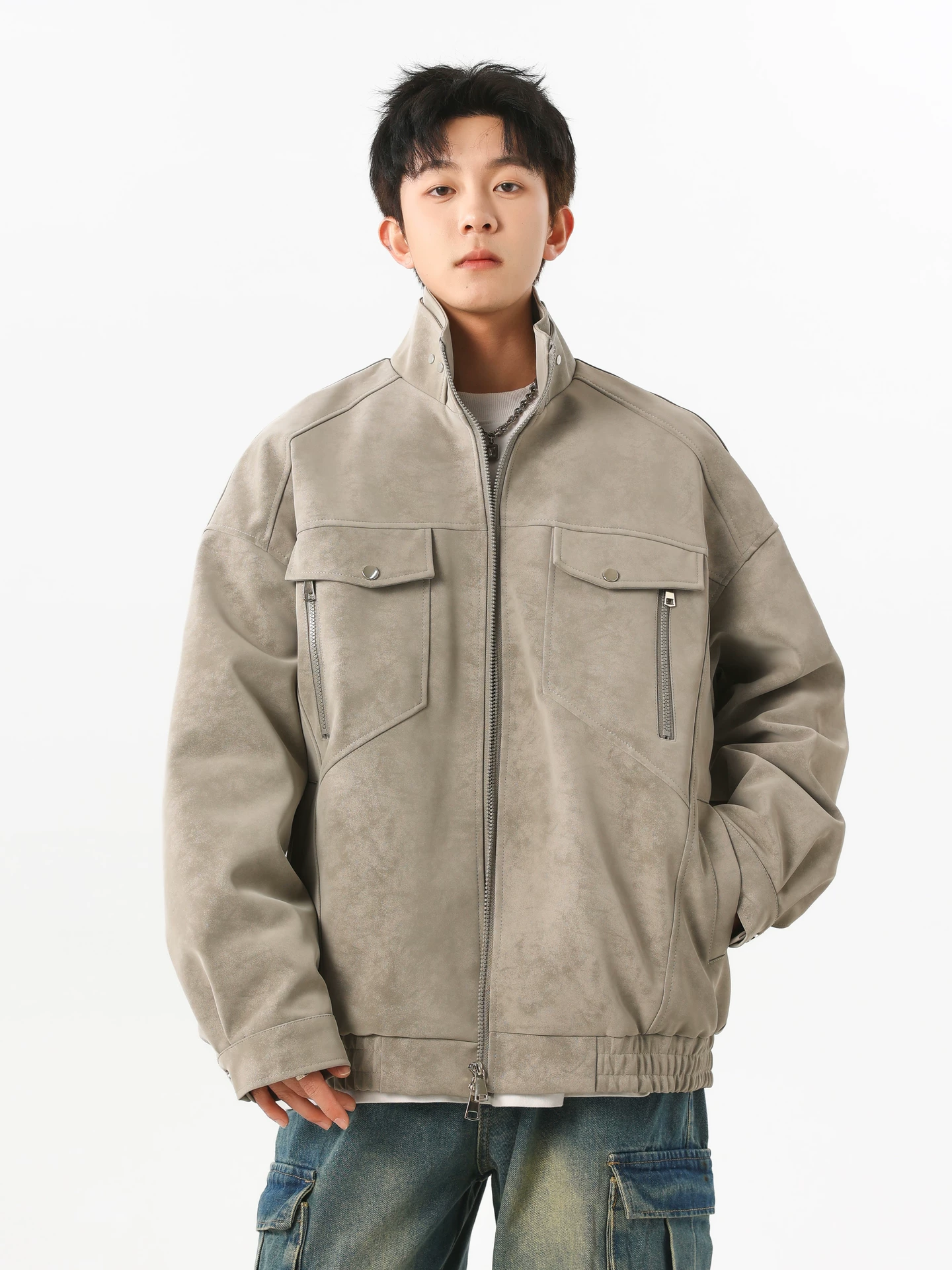 Wukong có sẵn áo khoác biker cổ đứng thời thượng phong cách đường phố dành cho nam và nữ, áo khoác và áo da nhuộm tie-dye theo phong cách retro Mỹ.