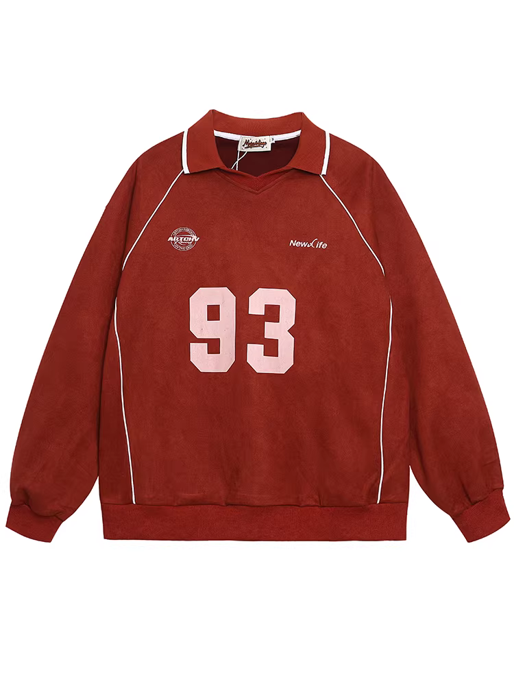 Wukong có sẵn áo thun cổ POLO in chữ theo phong cách Mỹ thời thượng dành cho nam, áo len chui đầu rộng rãi và đa năng dành cho cặp đôi mùa thu.