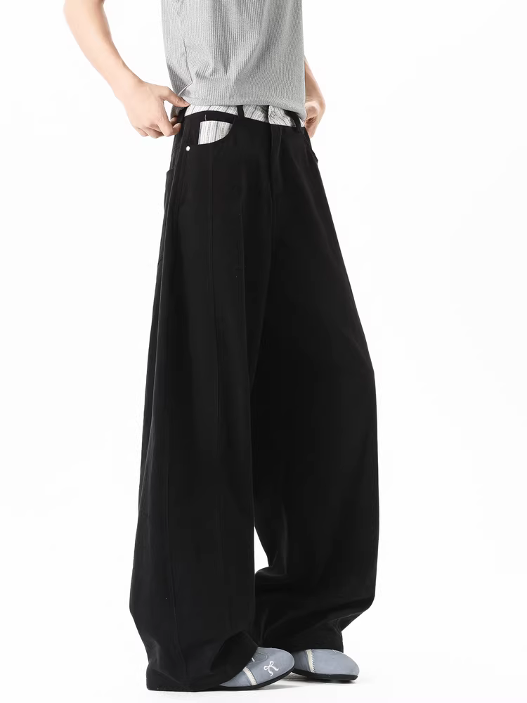 Wukong có sẵn quần thể thao nam kiểu Mỹ mùa hè, phối vải, dáng thẳng, phong cách đường phố, rộng rãi, đa năng, dài chấm đất.