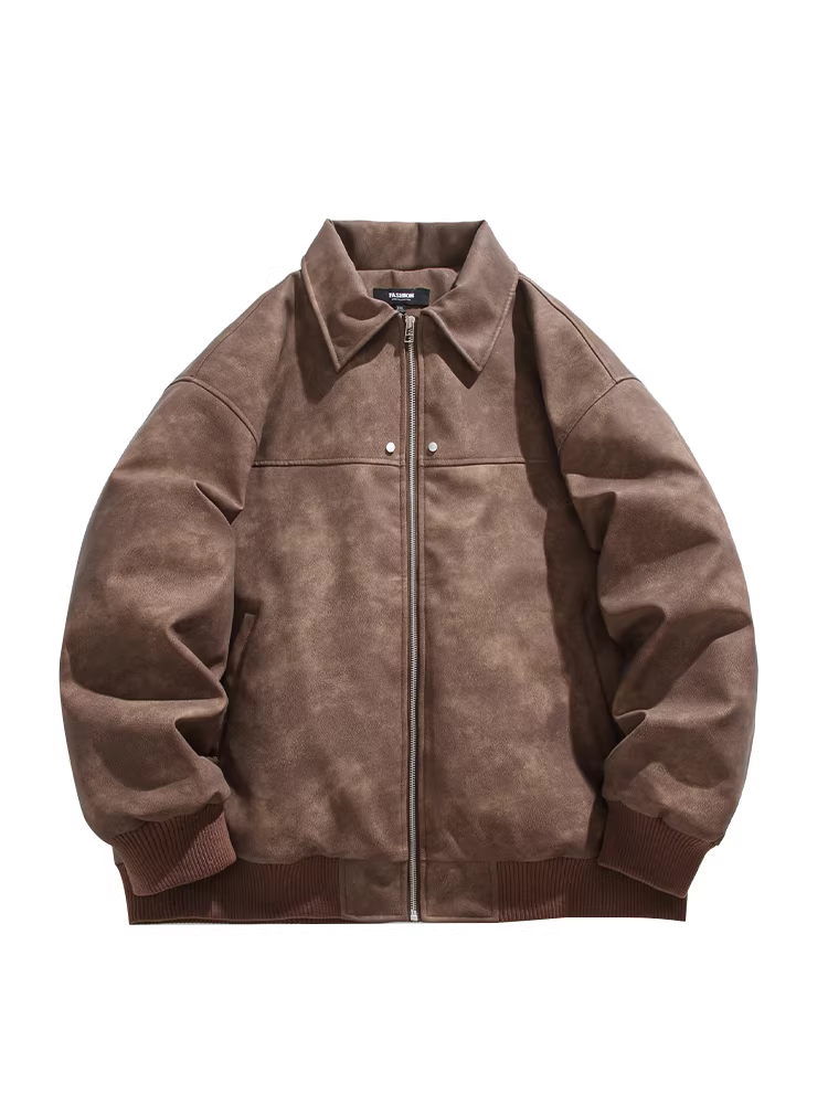 Áo khoác nam chất liệu da lộn giả da, kiểu dáng cổ điển mùa đông, màu trơn, chất liệu cotton dày dặn, thương hiệu thời trang, kiểu dáng áo khoác Melard của Ngộ Không.