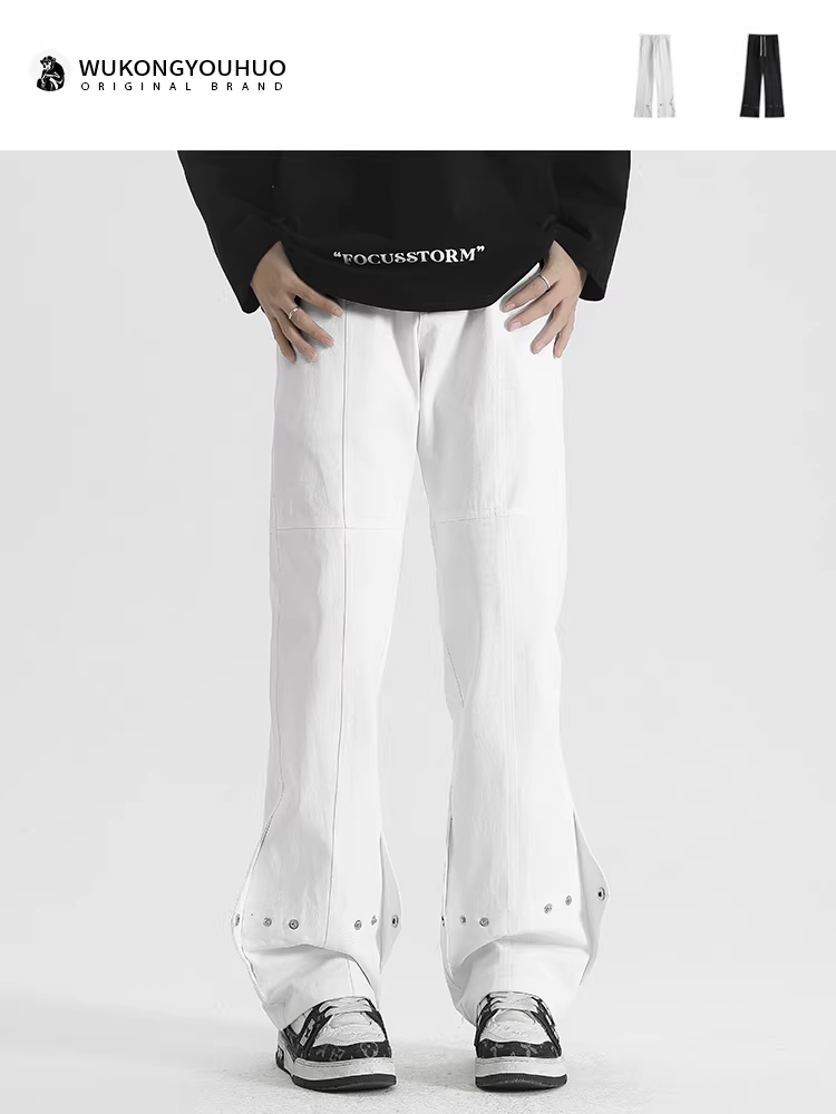Wukong có sẵn quần kaki nam dáng thẳng, phong cách đường phố Âu Mỹ, quần ống rộng xu hướng thời trang, quần công sở đa năng, thoải mái.