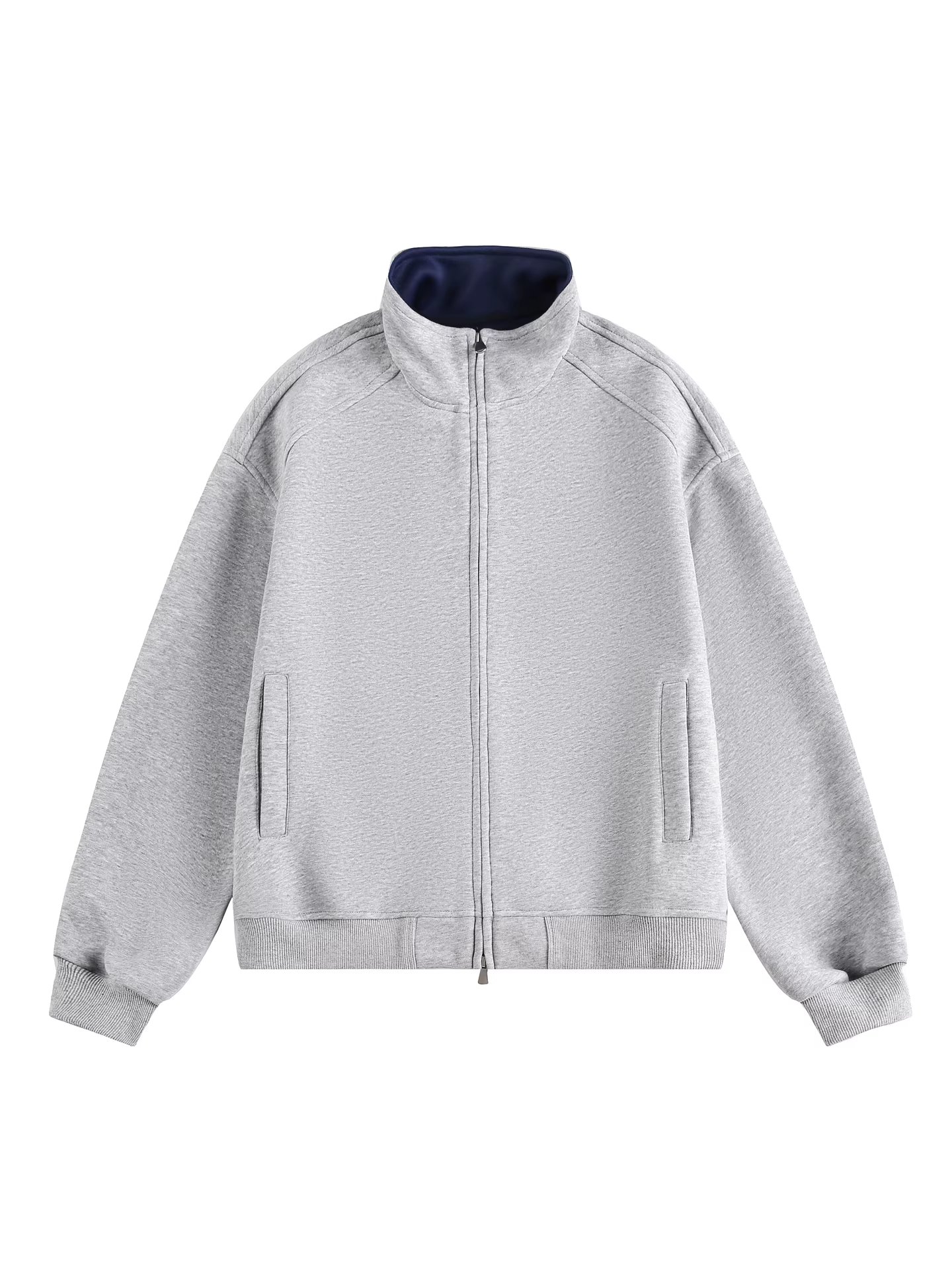 Wukong có sẵn áo cardigan ngắn cổ đứng màu trơn đơn giản mùa thu dành cho nam và nữ, áo khoác thể thao cặp đôi phong cách Mỹ.