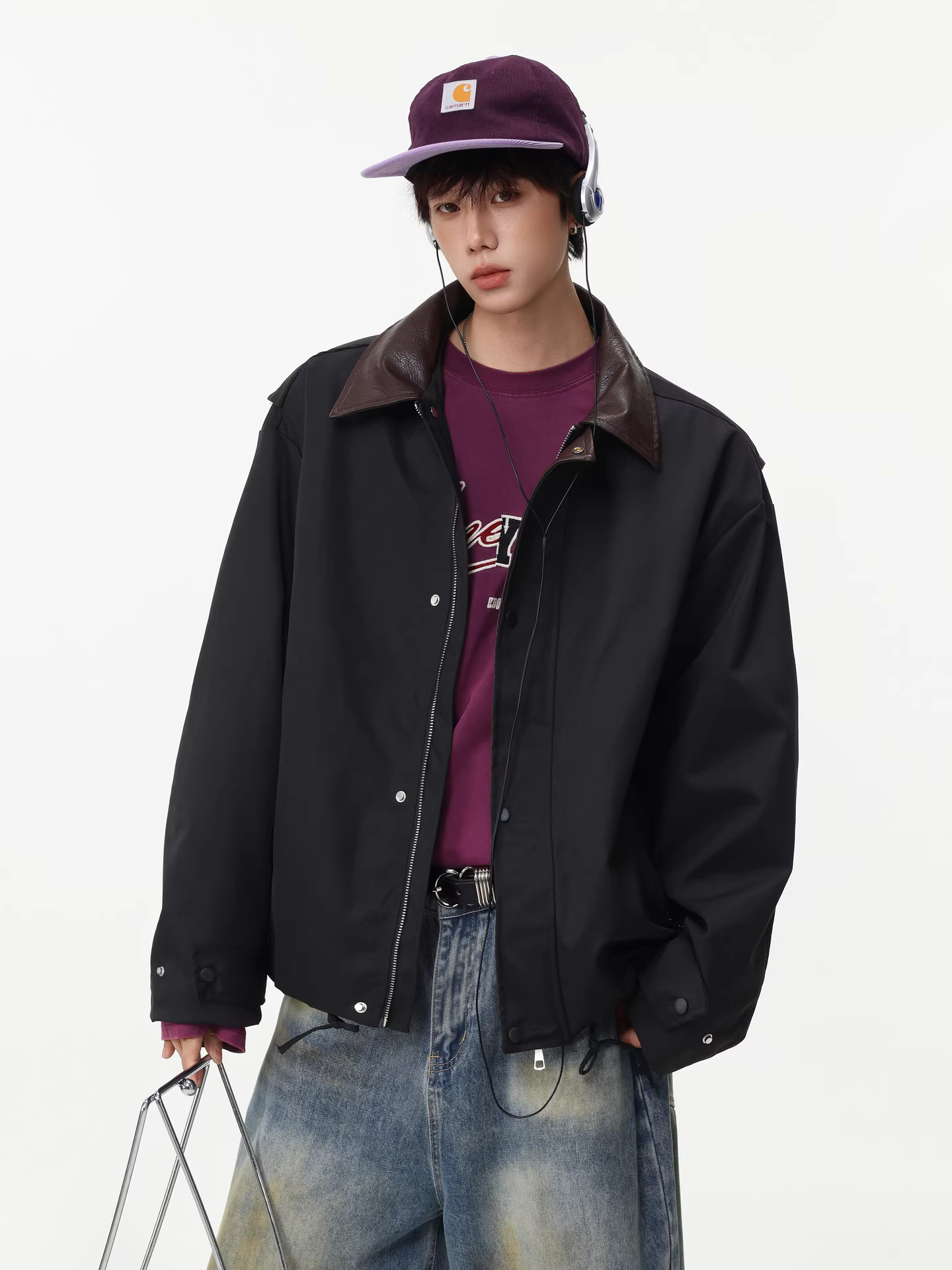 Wukong có sẵn áo khoác nam kiểu dáng hiện đại theo phong cách Mỹ, thiết kế phá cách, cổ áo vest, kiểu dáng vintage, dáng rộng, ngắn.