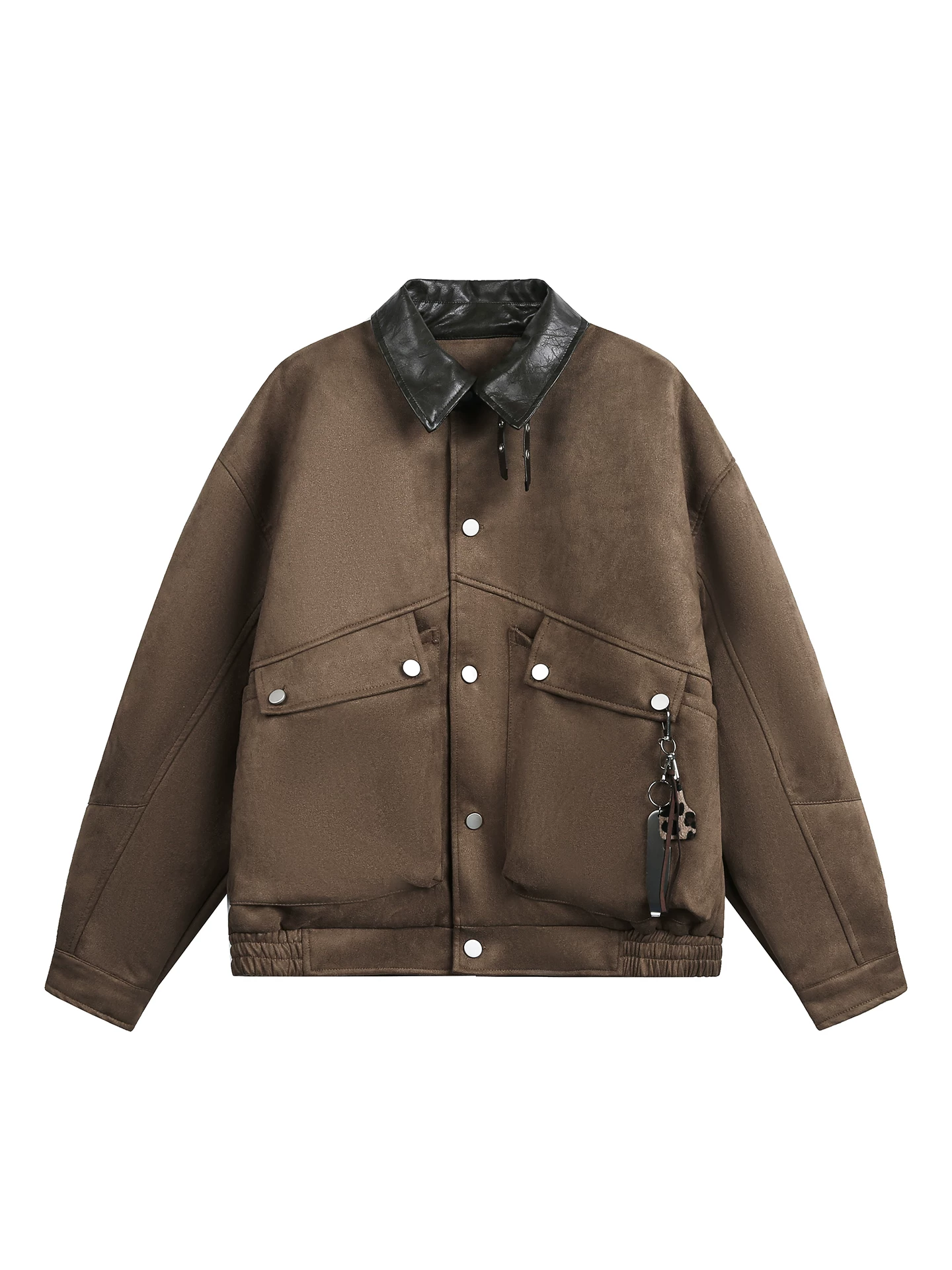 Wukong có sẵn áo khoác da lộn phối màu cổ điển kiểu Mỹ dành cho nam và nữ, áo khoác đa năng dáng rộng phong cách thời thượng thương hiệu cleanfit.