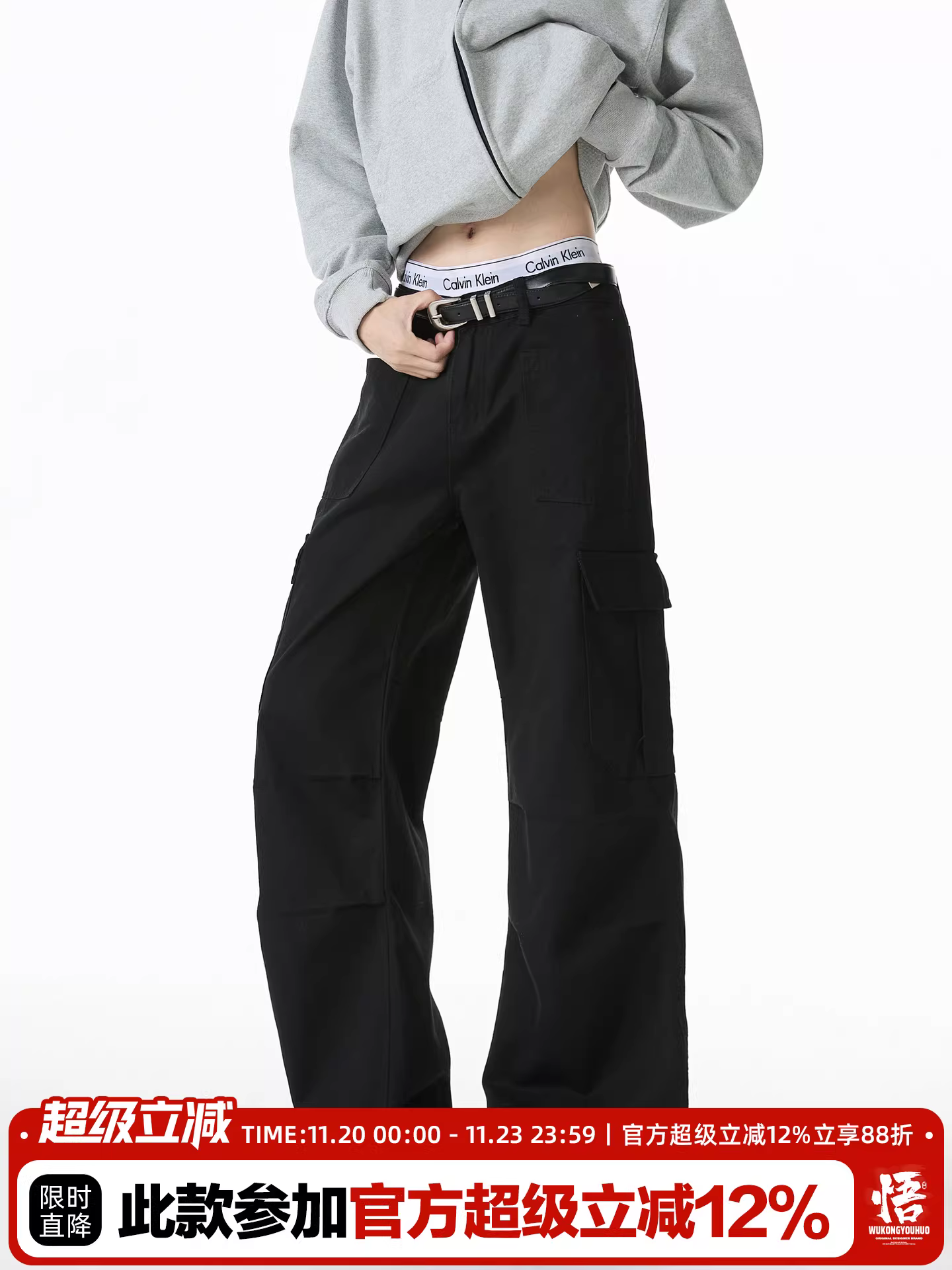 Ngộ Không có sẵn quần cargo ống thẳng nhiều túi phong cách Mỹ thời thượng dành cho nam, quần casual rộng rãi đa năng kiểu vintage cleanfit.