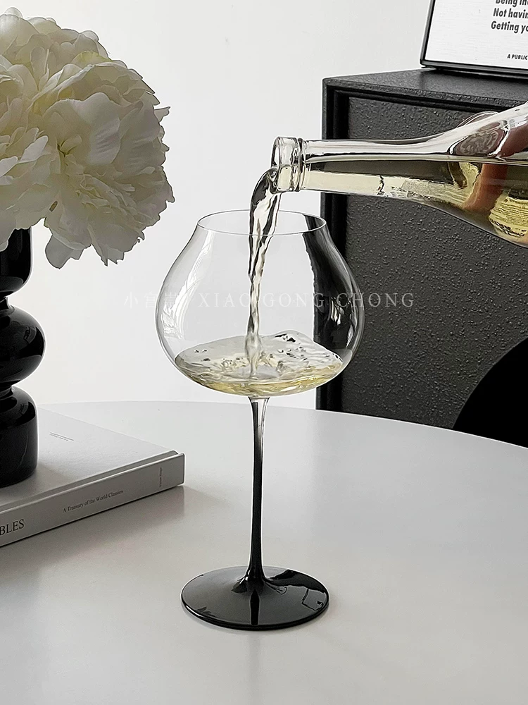 Ly rượu vang kiểu Pháp sang trọng nhẹ nhàng, thân đen, bụng lớn, ly rượu sâm banh cổ điển siêu mỏng, ly rượu vang đỏ, ly rượu tráng miệng, ly nếm rượu.