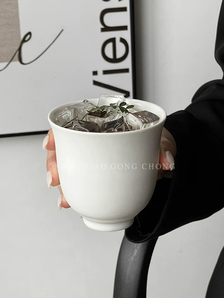 Cốc sứ trắng tinh khiết theo phong cách Ins, cốc cà phê, cốc latte đá Mỹ, cốc rượu hơi say, cốc cocktail, cốc cổ điển