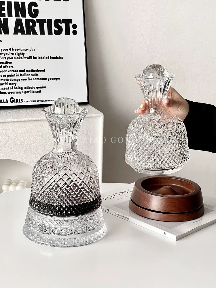 Bình rót rượu xoay pha lê kiểu châu Âu, thiết bị rót rượu gia đình cao cấp sang trọng, ly rượu vang đỏ, bộ rượu trang trí cao cấp