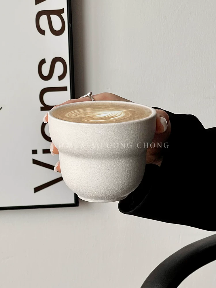 Cốc cà phê cầm tay màu trắng tinh tế, cốc sứ, cốc nước gia dụng, cốc latte, cốc nghệ thuật latte, cốc sữa ăn sáng