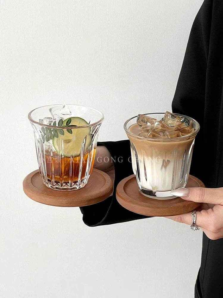 Ly cà phê kiểu Ins, ly thủy tinh, ly cà phê trắng kiểu Úc cổ điển, ly latte đá kiểu Mỹ, ly uống nước lạnh, ly đựng đồ uống.