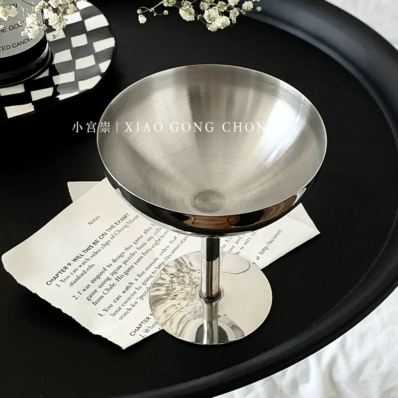 Bát tráng miệng bằng thép không gỉ 304 kiểu Ins, cốc kem, ly cocktail cao, đạo cụ chụp ảnh và đồ trang trí cho người viết blog về ẩm thực