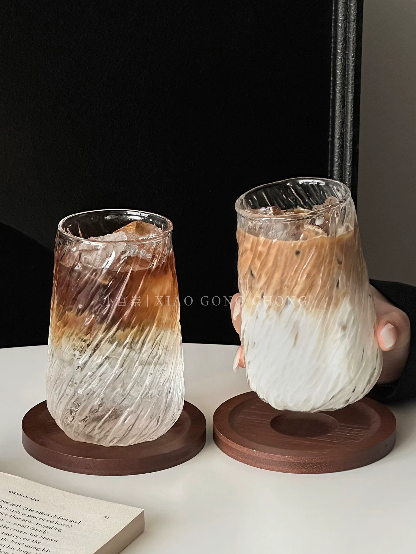 cốc thủy tinh retro cyclone cốc cà phê latte đá kiểu Mỹ sáng tạo cốc nước chịu nhiệt cốc uống nước lạnh cốc uống nước lạnh