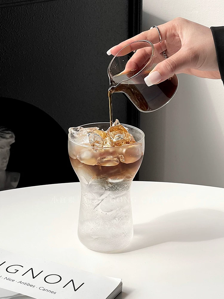 Ly cà phê latte kiểu Mỹ, ly thủy tinh chịu nhiệt độc đáo, ly nước có ga pha lạnh, ly ăn sáng, ly sữa.