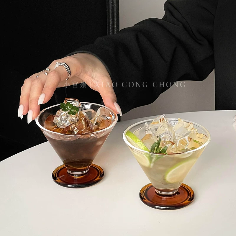Ly cà phê đá Americano thiết kế cao cấp, ly thủy tinh, ly rượu sâm banh cổ điển Pháp, ly kem cao cấp