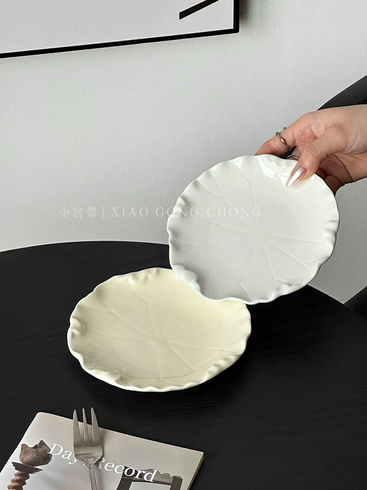 Bộ đồ ăn đẹp 6inch đĩa nhỏ đĩa sứ cao cấp đĩa bánh tráng miệng màu trắng tinh tế đĩa trái cây tráng miệng