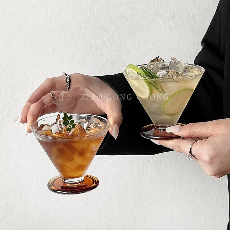 Ly cà phê đá Americano thiết kế cao cấp, ly thủy tinh, ly rượu sâm banh cổ điển Pháp, ly kem cao cấp