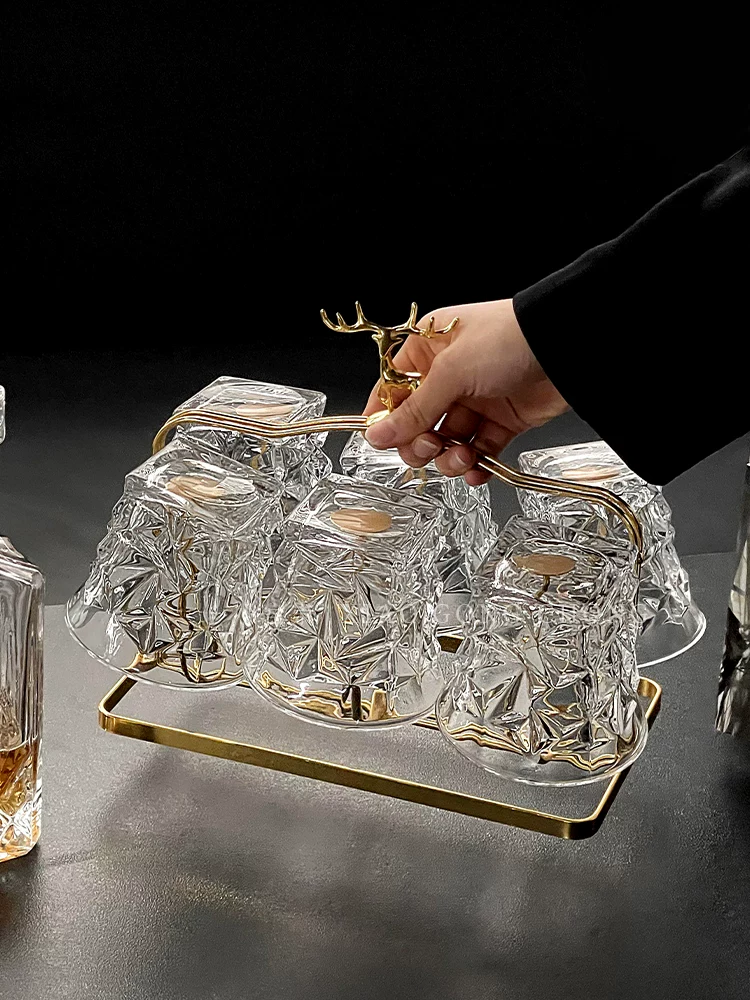 Bộ ly rượu whisky cao cấp, cốc bia thủy tinh sáng tạo, cốc gia dụng, ly rượu phong cách châu Âu thời thượng