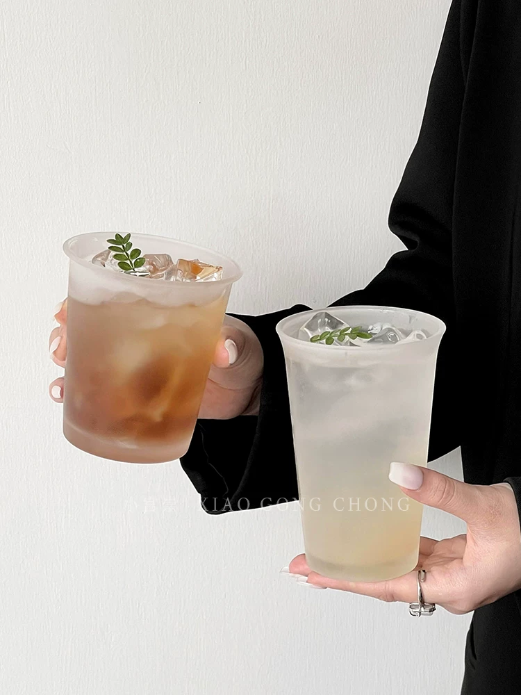 Cốc thủy tinh đơn giản, họa tiết mờ sáng tạo, cốc cà phê giữ lạnh cao cấp, cốc đựng đồ uống, cốc nước ép, cốc nước