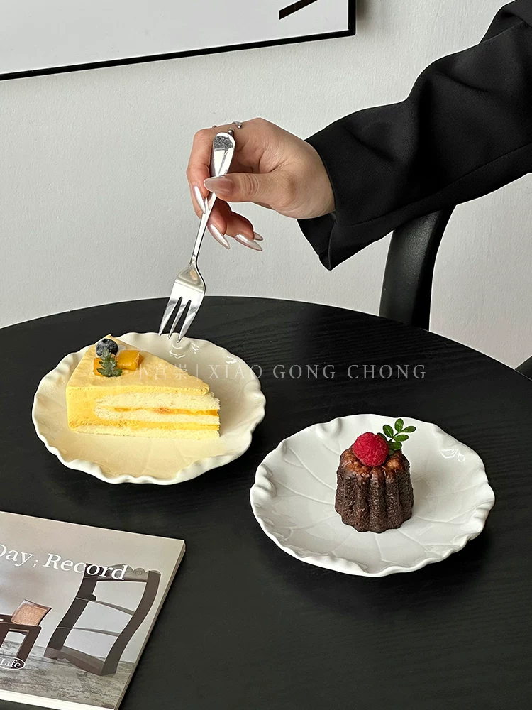 Bộ đồ ăn đẹp 6inch đĩa nhỏ đĩa sứ cao cấp đĩa bánh tráng miệng màu trắng tinh tế đĩa trái cây tráng miệng