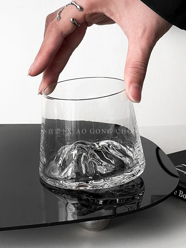 Ly núi Phú Sĩ màu tro thiết kế độc đáo, ly ngắm cảnh núi, ly cà phê gia dụng, ly rượu cao cấp, ly rượu whisky, ly thủy tinh