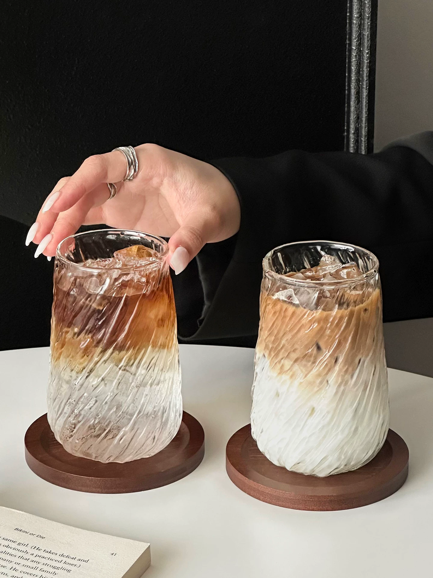 cốc thủy tinh retro cyclone cốc cà phê latte đá kiểu Mỹ sáng tạo cốc nước chịu nhiệt cốc uống nước lạnh cốc uống nước lạnh