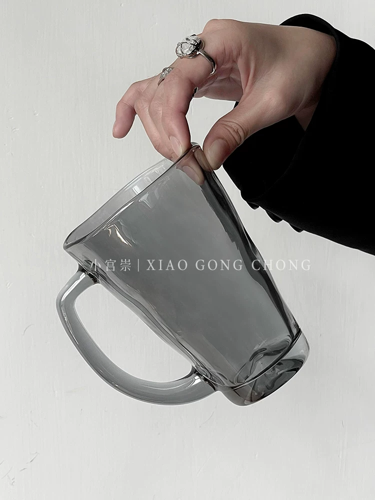 Ly thủy tinh cao cấp, độc đáo, hình dạng bất thường, có quai cầm, thích hợp dùng trong gia đình, ly bia thời trang, ly nước ép, ly sữa, ly cà phê.