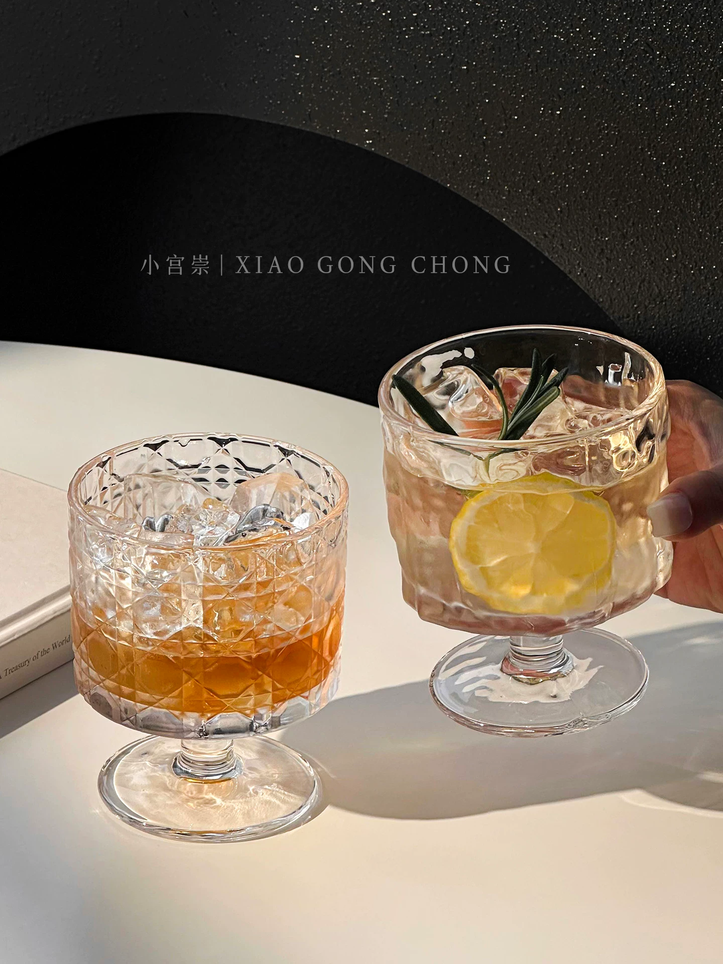 Ly thủy tinh hoa hướng dương nổi gân, ly rượu phong cách ins cao cấp, ly cocktail cao cấp, ly nước ép