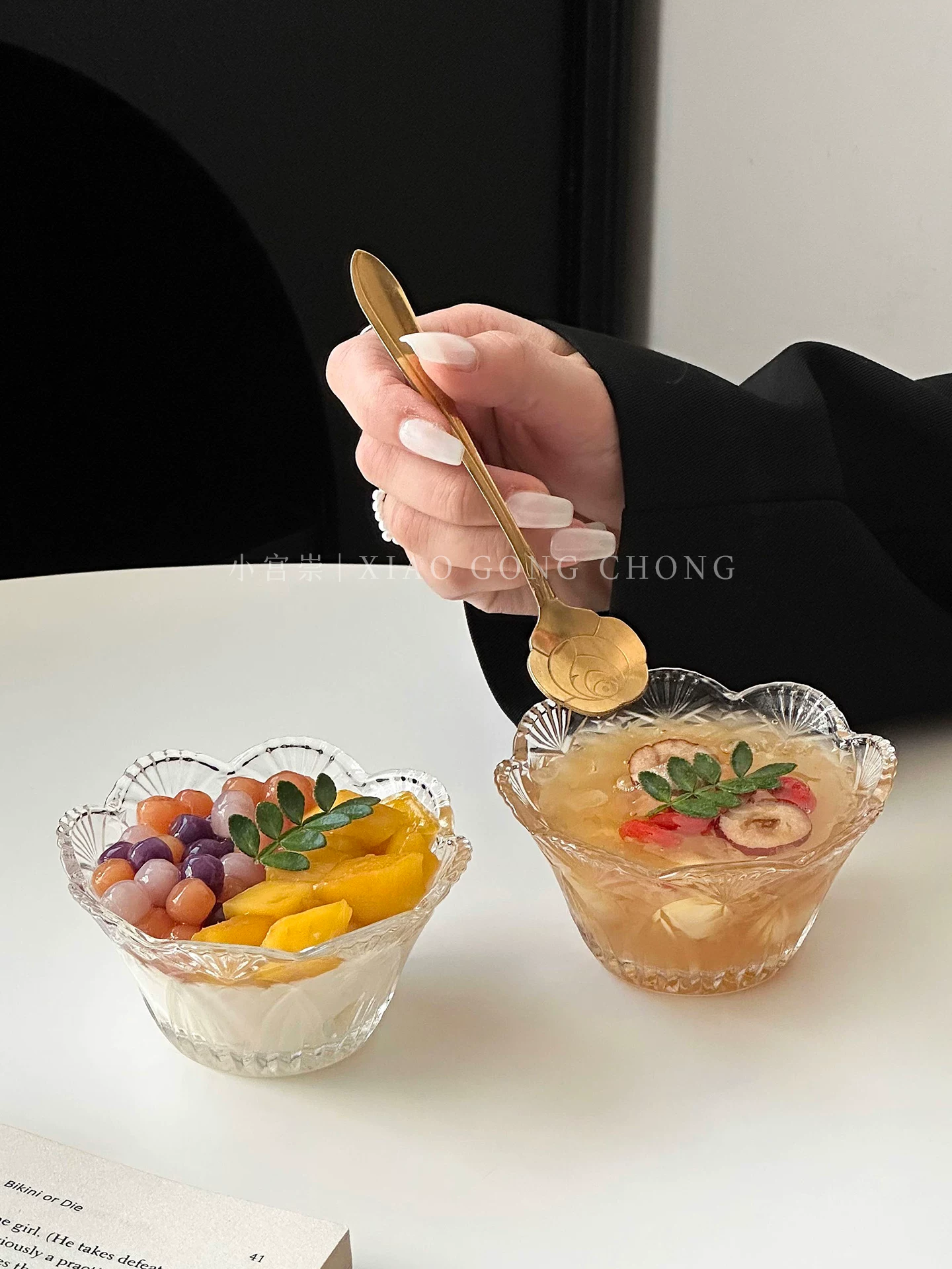 Bát tráng miệng kiểu cánh hoa, bát sữa chua thủy tinh cao cấp, bát nước đường, bát kem, bát ngũ cốc