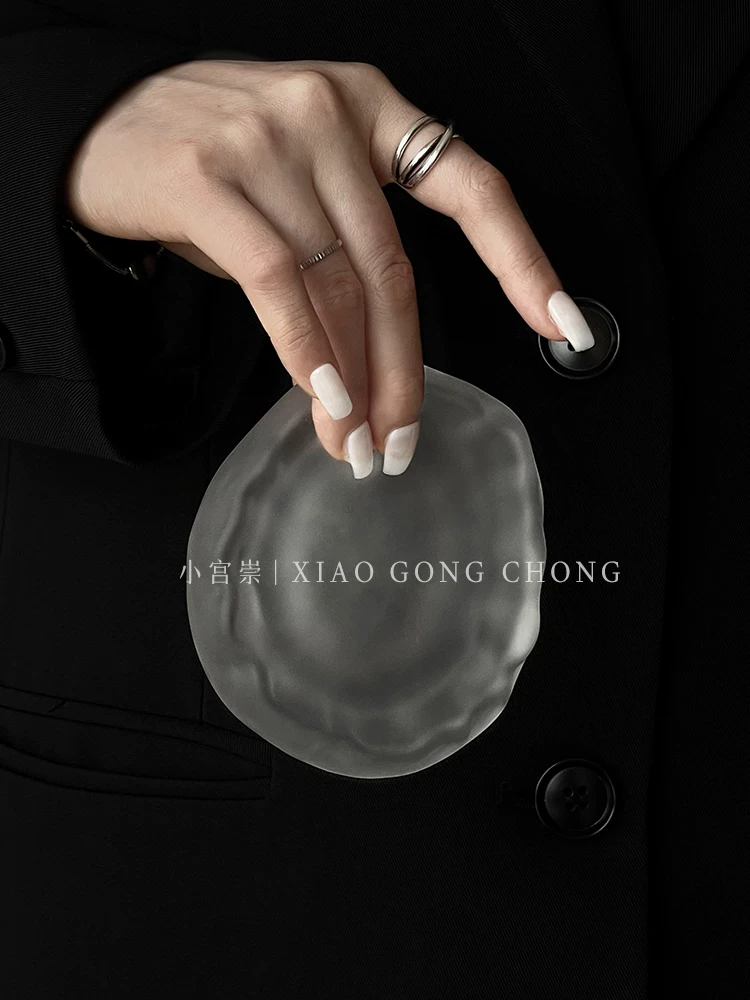 Đế lót ly phủ sương băng giá cổ điển, đĩa trà thủy tinh dày sáng tạo, miếng cách nhiệt, phụ kiện trà, đĩa nhỏ, khay.