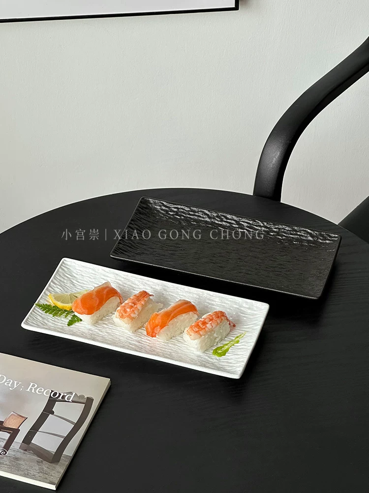 Đĩa sushi gốm hình chữ nhật kiểu Ins, đĩa gia dụng, đĩa sashimi, đĩa tráng miệng, đĩa kiểu phương Tây sáng tạo, bộ đồ ăn