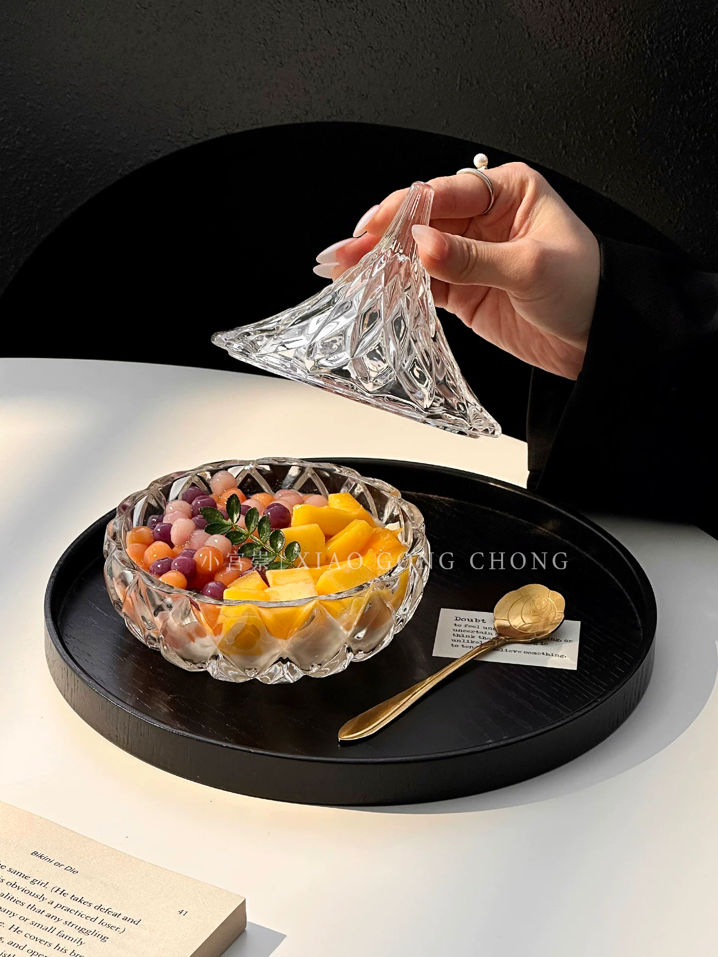 Bát tráng miệng kiểu Bắc Âu có nắp, cốc thủy tinh, cốc tổ chim thẩm mỹ cao, bát đựng nước đường, bát kem sáng tạo, bát đựng sữa chua trái cây.