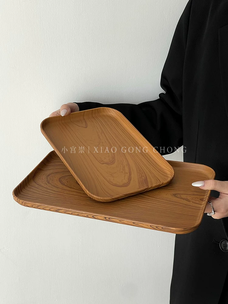 Khay hình chữ nhật giả vân gỗ khay ăn khay trà khay đựng cốc nước khay đựng bánh cafe khay đựng bánh ngọt khay đựng trái cây