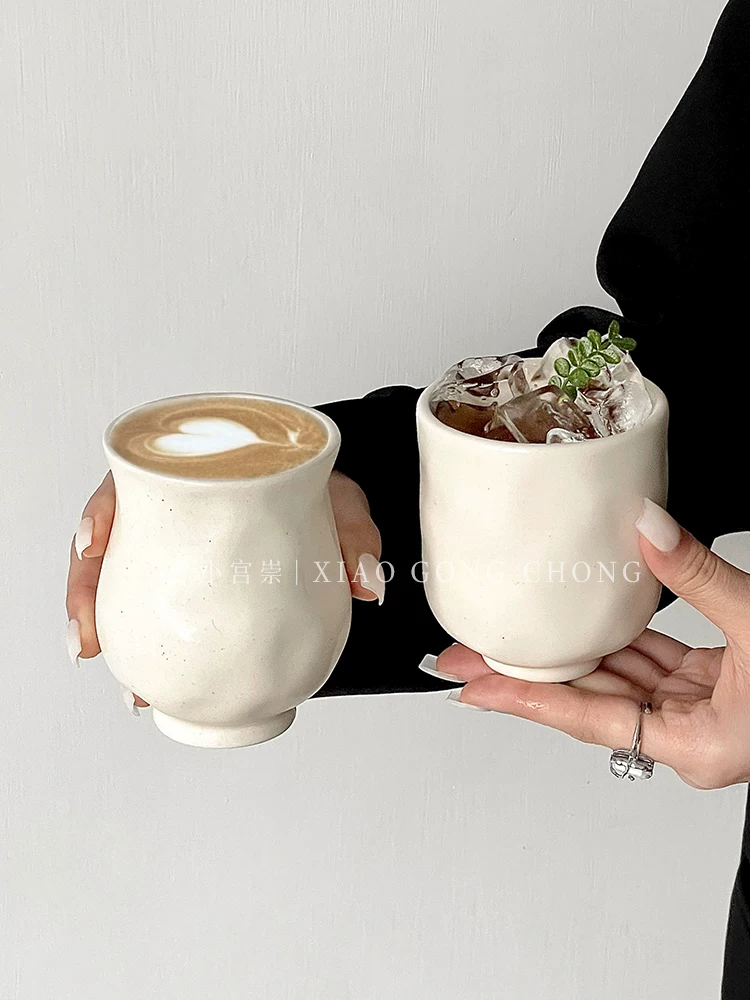 Tách cà phê gốm sứ trắng đơn giản, pha thủ công, kiểu dáng cổ điển, dùng cho trà chiều, tách tròn nhỏ, tách espresso latte
