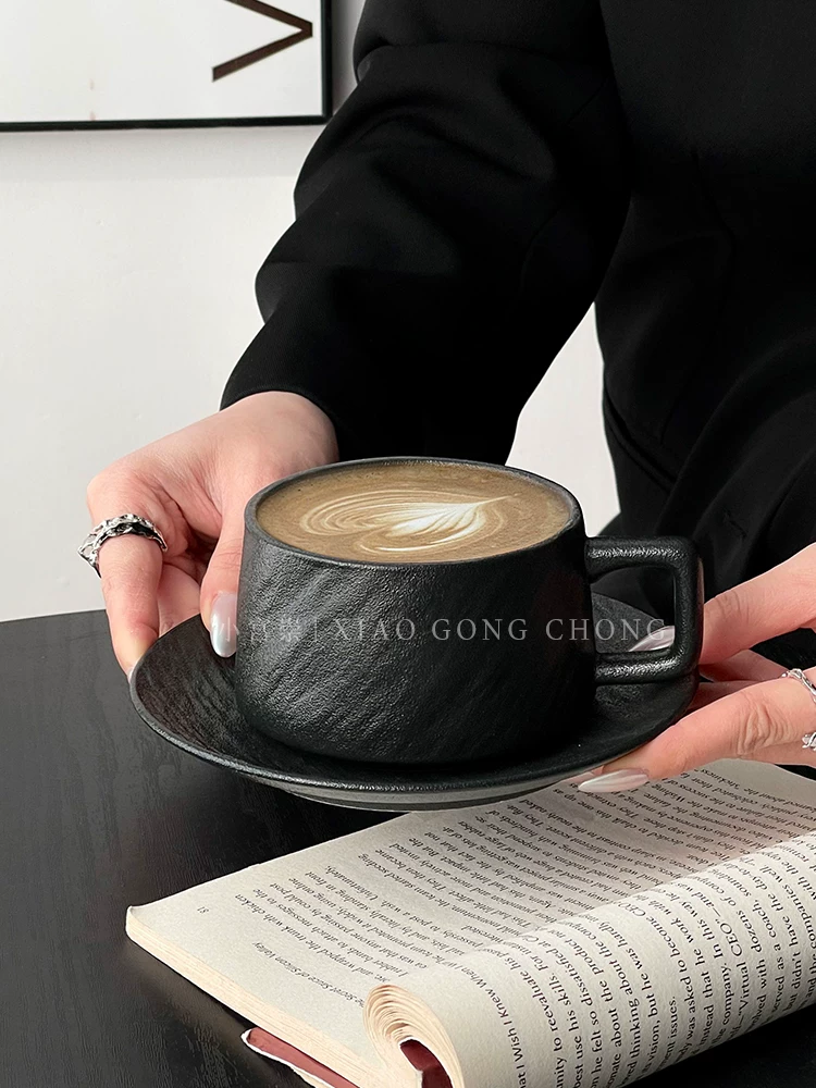 Tách cà phê họa tiết đá cổ điển, tách gốm sứ cao cấp đơn giản, tách latte art tinh tế, tách cappuccino mocha và đĩa lót